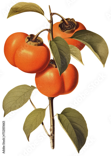 Persimmon isolated on transparent background old botanical illustration (ID: 752851663)