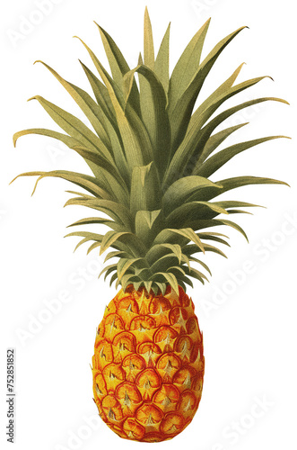Pineapple isolated on transparent background old botanical illustration (ID: 752851852)