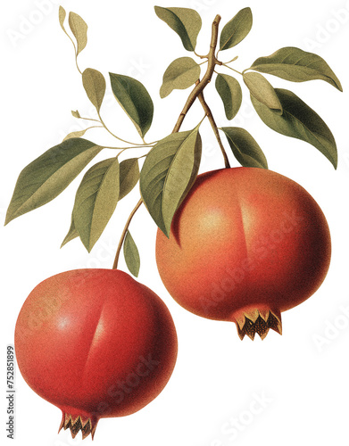Pomegranate isolated on transparent background old botanical illustration (ID: 752851899)