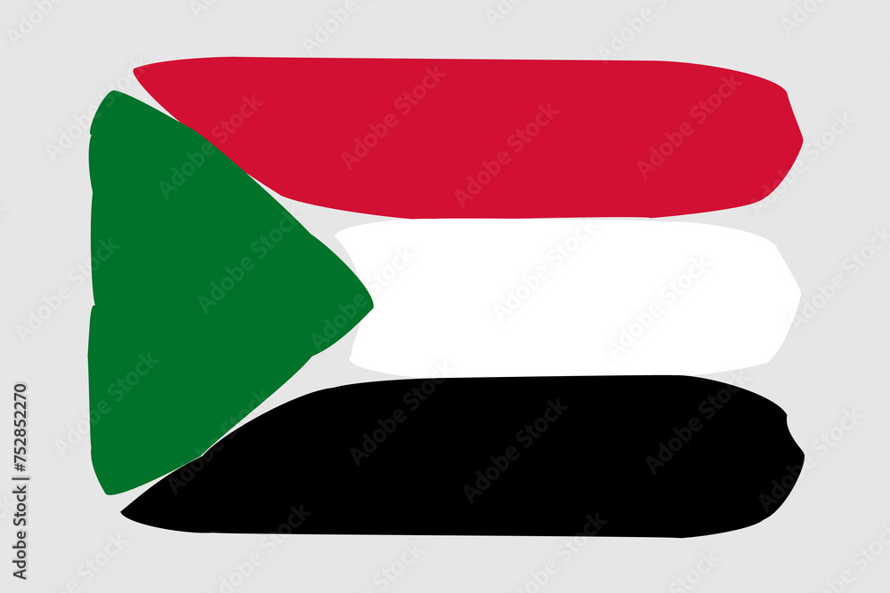 Sudan flag - painted design vector illustration. Vector brush style Sudan flag - painted design vector illustration. Vector brush style