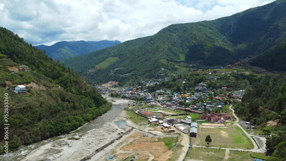 Dirang town deep in the valley of the dirang river and surrounded by ...