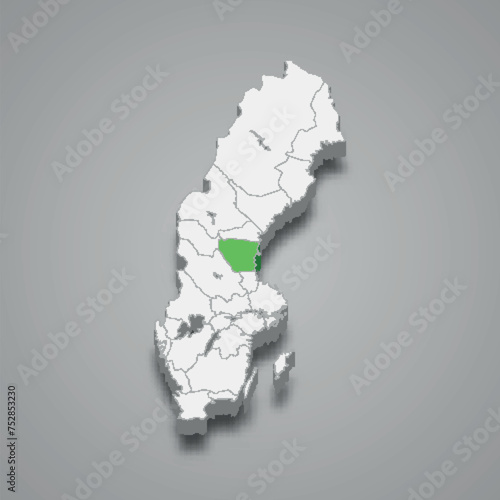 Hälsingland historical province location within Sweden 3d map photo