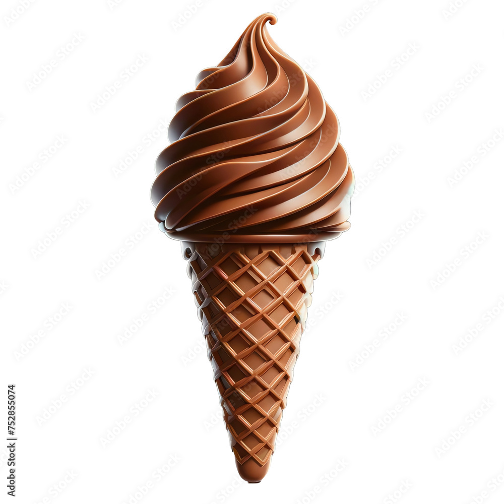 3D Chocolate soft serve ice cream cone