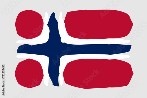Norway flag - painted design vector illustration. Vector brush style