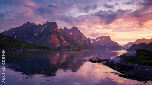 Beautiful sunrise in Norway - lofotens