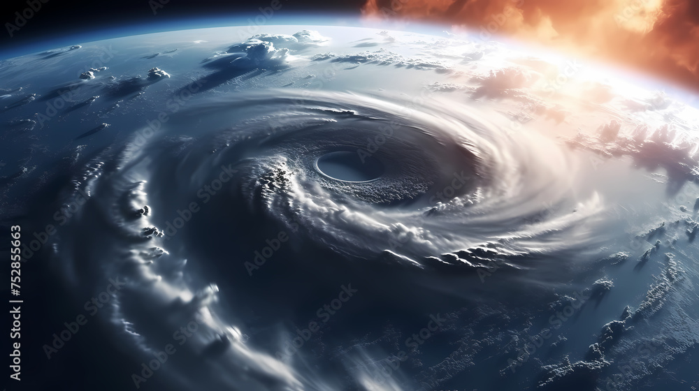 Cyclone hurricane seen from space