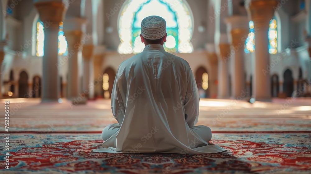 Devotional Solitude - Moment of Reflection in the Mosque Devotional Solitude - Moment of Reflection in the Mosque