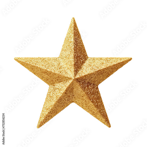 Gold Glitter Christmas Star isolated on white background.