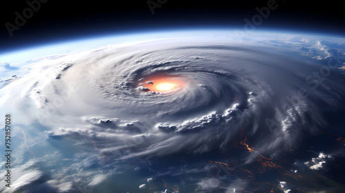 Cyclone hurricane seen from space