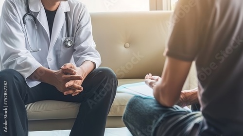 Professional psychotherapist providing therapy session to patient in an office setting