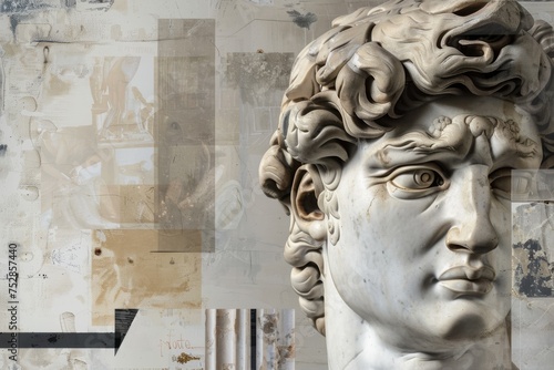 Wallpaper Mural Collage of stoic classical statues with stoicsim and textures. A creative digital collage that combines elements of classical statues with various textures and abstract patterns Torontodigital.ca
