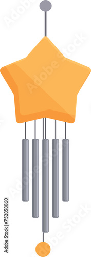 Star metal wind chime icon cartoon vector. Summer morning glory. nature festival
