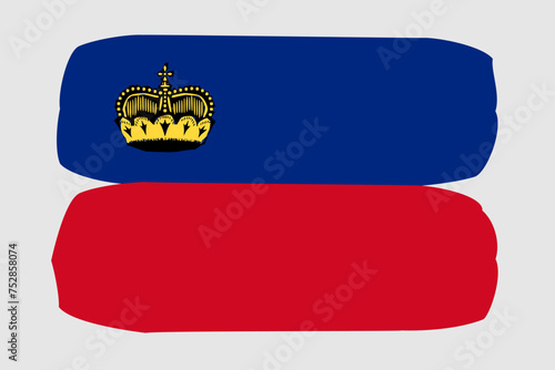 Liechtenstein flag - painted design vector illustration. Vector brush style