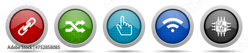 Web and internet icons, miscellaneous buttons such as chain, arrows, finger, signal and chip, circle glossy web icon collection
