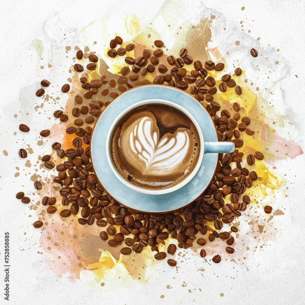 Obraz premium Brown Close up cup of coffee