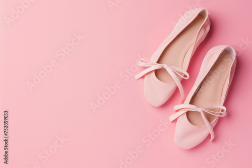 Pastel Pink Ballet Flats on Pink