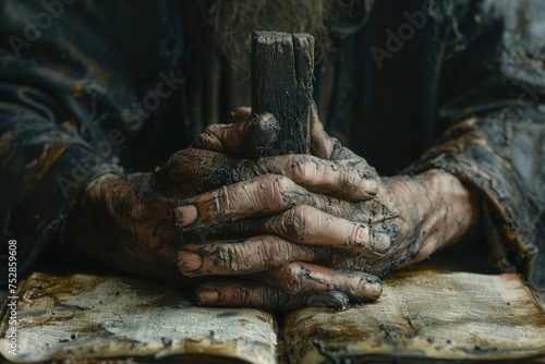 Close up of a persons hands holding a book.