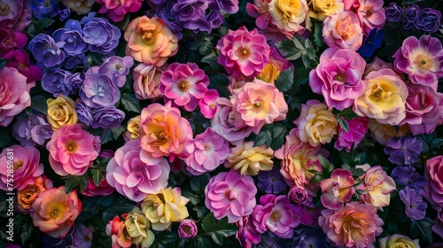 Vibrant blooms in shades of pink purple and yellow with delicate petals © Wonderful Studio