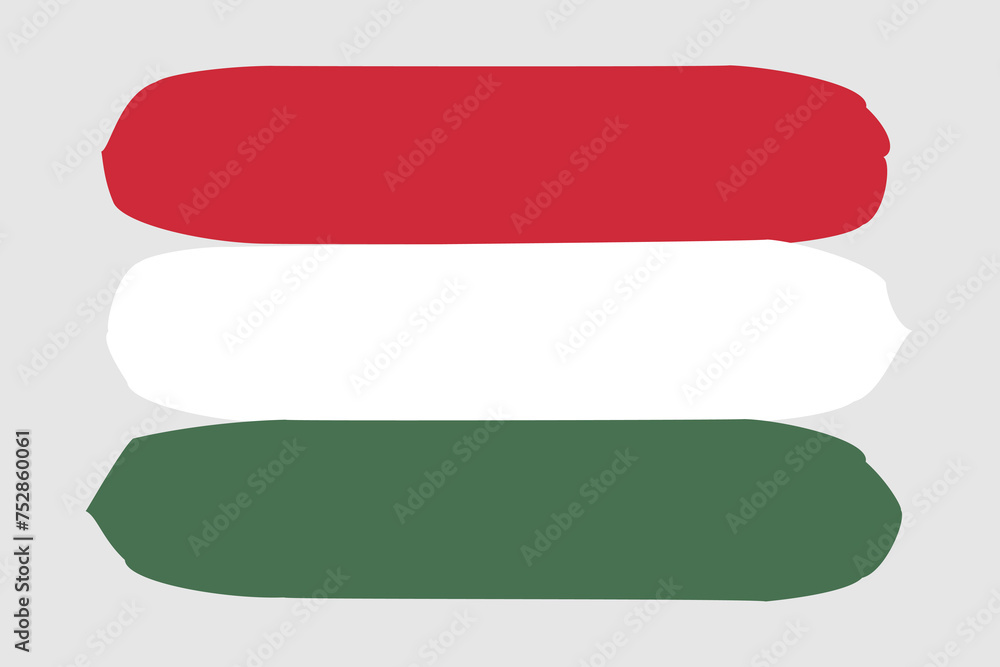 Hungary flag - painted design vector illustration. Vector brush style Hungary flag - painted design vector illustration. Vector brush style