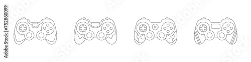 Set of gamepads vector. Linear game joysticks vector. Stylish game controllers vector. Game console vector icon.