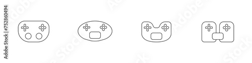 Set of gamepads vector. Linear game joysticks vector. Stylish game controllers vector. Game console vector icon.