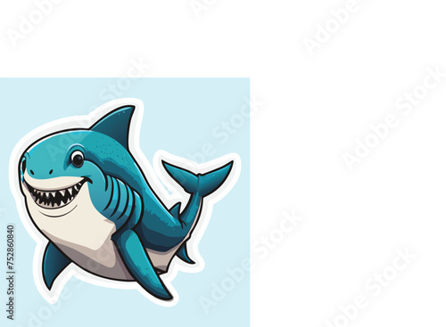 Shark vector illustration cartoon mascot blue marine ocean fish animal predator danger