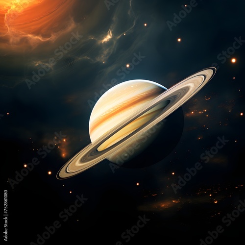 Saturn's iconic rings stand out in stark contrast to the turbulent, fiery background in this dynamic image