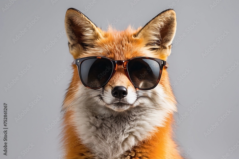 fox wearing sunglasses on white background fox wearing sunglasses on white background