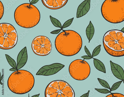 Set of drawn tangerines. Citrus fruits, oranges, mantarines. Vector illustration. Isolated elements.
