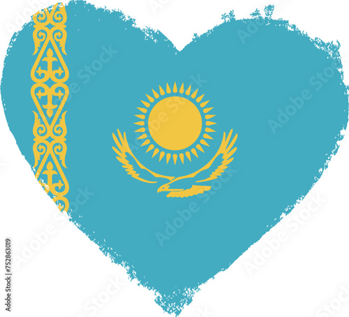 Kazakhstan flag in heart shape.