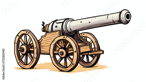 Freehand drawn cartoon cannon shooting freehand drawing photo