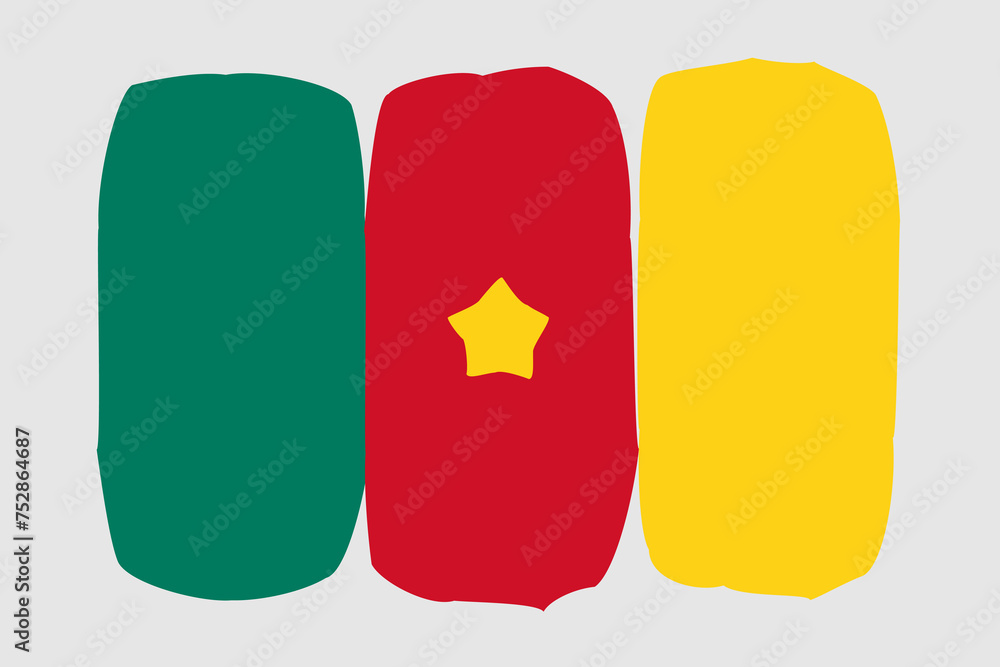 Cameroon flag - painted design vector illustration. Vector brush style