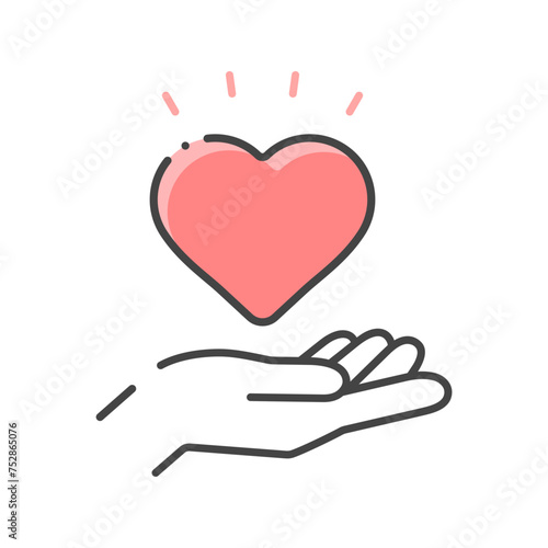 ハートを持っている人の手のアイコン - 恋愛･好き･ヘルスケアのイメージ素材
