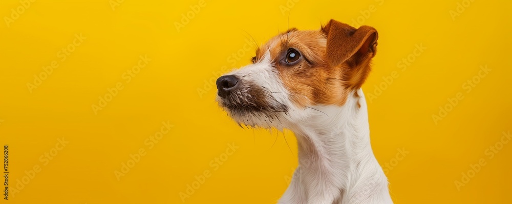 jack russell terrier on yellow background jack russell terrier on yellow background