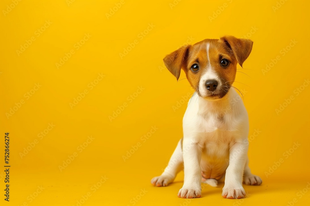 jack russell terrier on yellow background jack russell terrier on yellow background