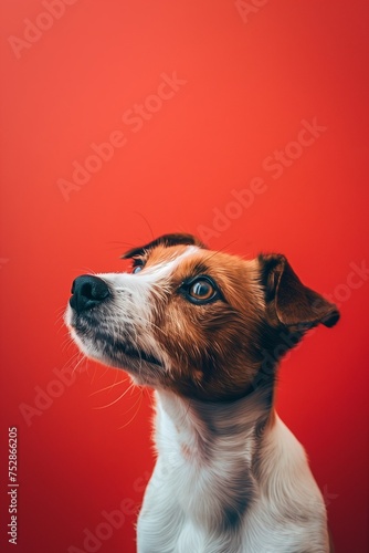 jack russell terrier on red background