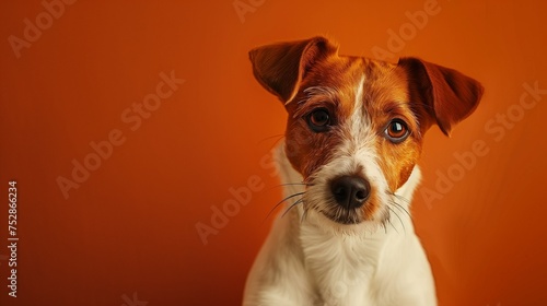 jack russell terrier on orange brown background