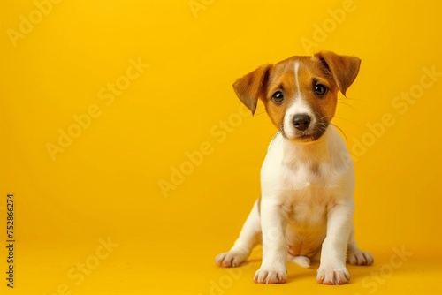 jack russell terrier on yellow background
