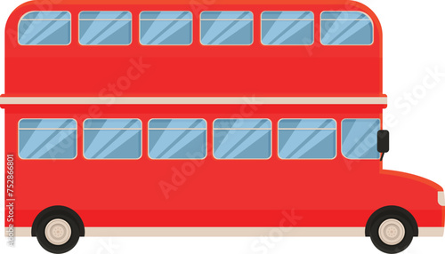 Decker red bus icon cartoon vector. Truck side tourism. United tourism street