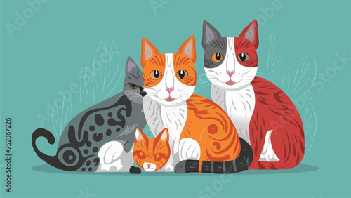 vector cat illustration flat design photo