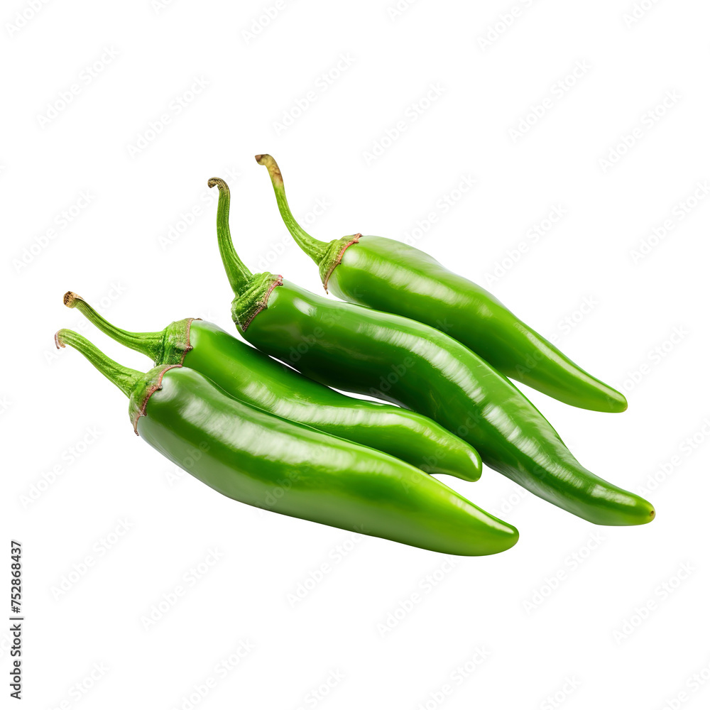 Green hot chili isolated on transparent background Green hot chili isolated on transparent background