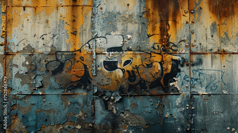 Graffiti on Rusty Concrete Wall