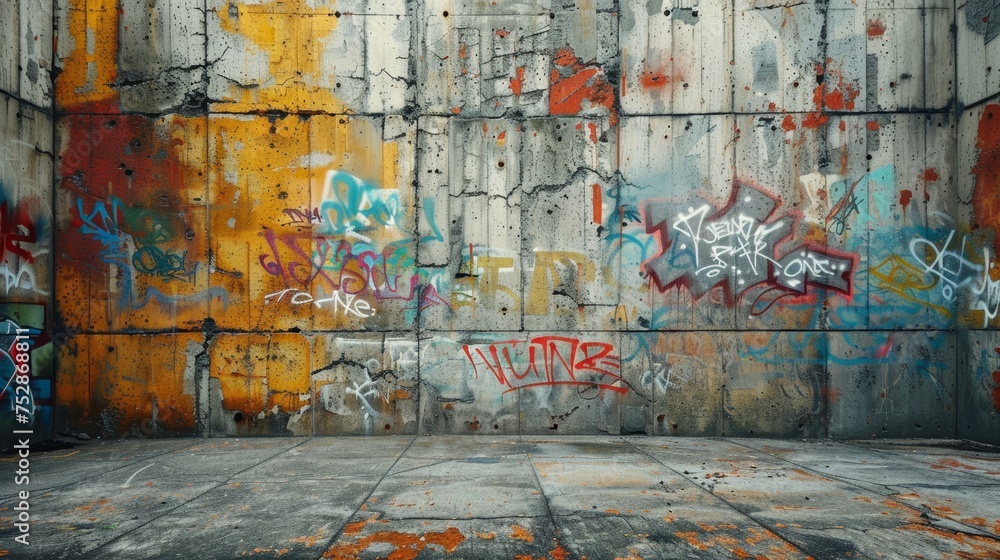 Naklejka premium Graffiti on Rusty Concrete Wall