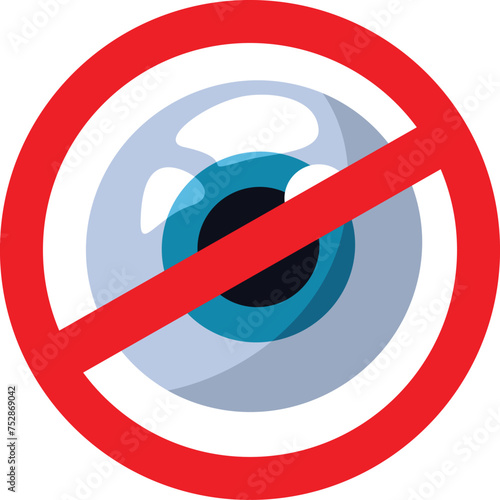 Privacy Icon with a Crossed Eye Symbol Vector Illustration. Symbol of cyber security and data encryption for privacy on the web
