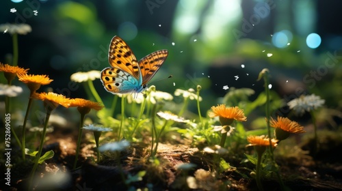Butterfly on a wildflower in the forest, nature's detail © FoxGrafy
