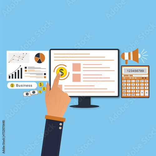 oncept for Digital marketing agency, digital media campaign flat vector illustration