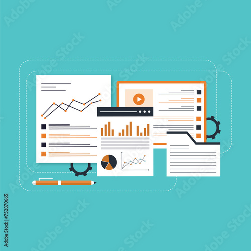 oncept for Digital marketing agency, digital media campaign flat vector illustration