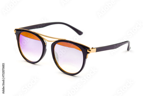 Fashionable sunglasses for women. burgundy glass. beautiful shape. Women's accessory.on a white isolated background. 