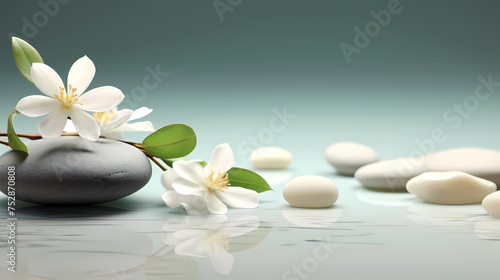 A pile of zen stones with flowers