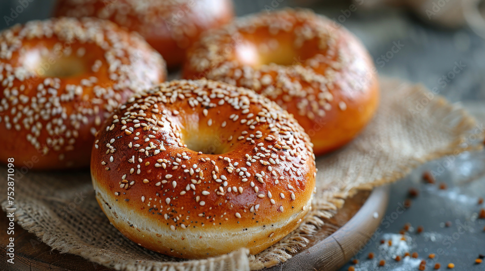 Delicious Bagels Banner, Top view Delicious Bagels Banner, Top view